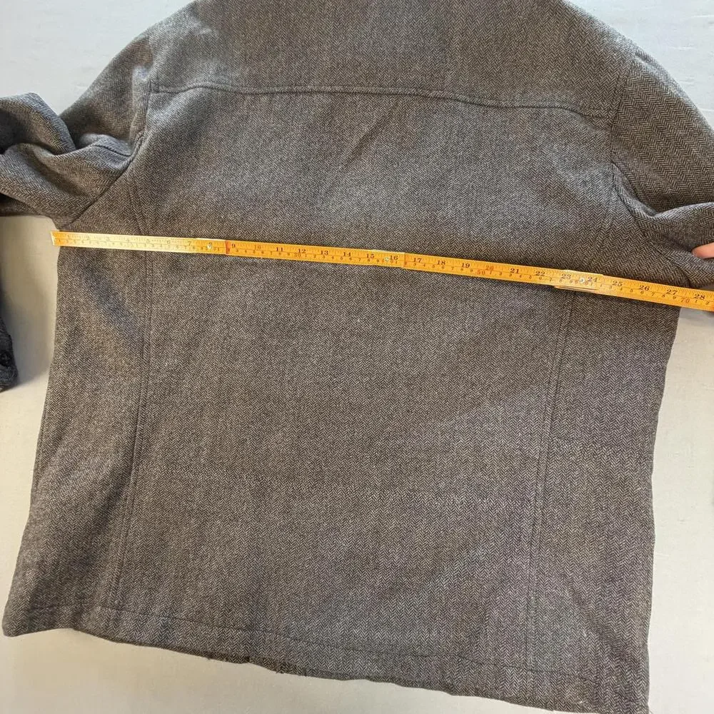 Banana Republic Jacket Mens 2XL Gray Herringbone Tweed Military Full Zip Lined